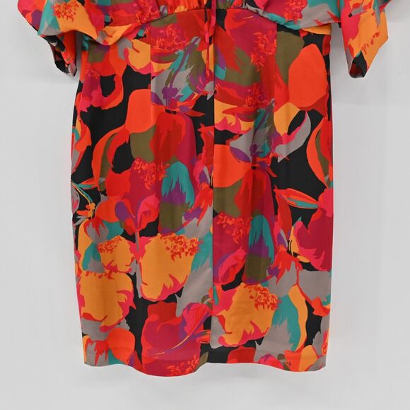 AIDAN MATTOX Dress Womens Size 12 Floral Printed Short Kimono Sleeve VNeck Multi - Picture 7 of 13